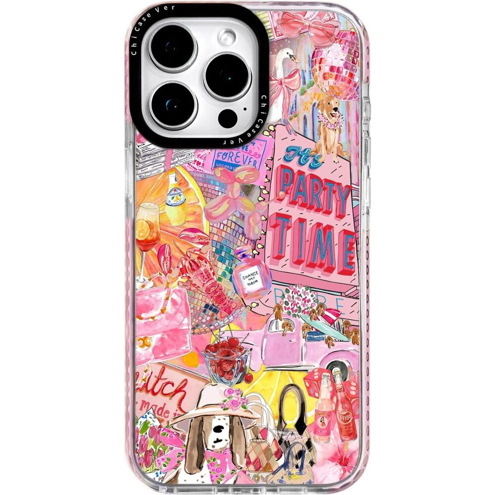 iPhone 12 Pro Max Case Pink Party Time Collage MagSafe Soft TPU Drop Protection